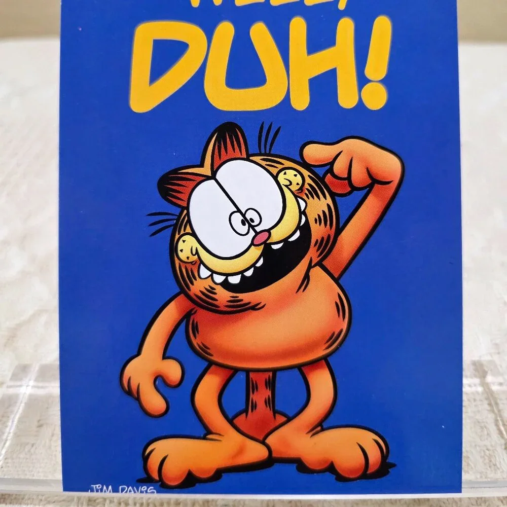 Vintage Garfield Comic Cat Jim Davis WELL, DUH! Quirky Fun Cute Postcard Unused